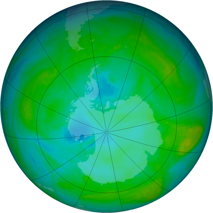 Antarctic ozone map for 10 January 2003